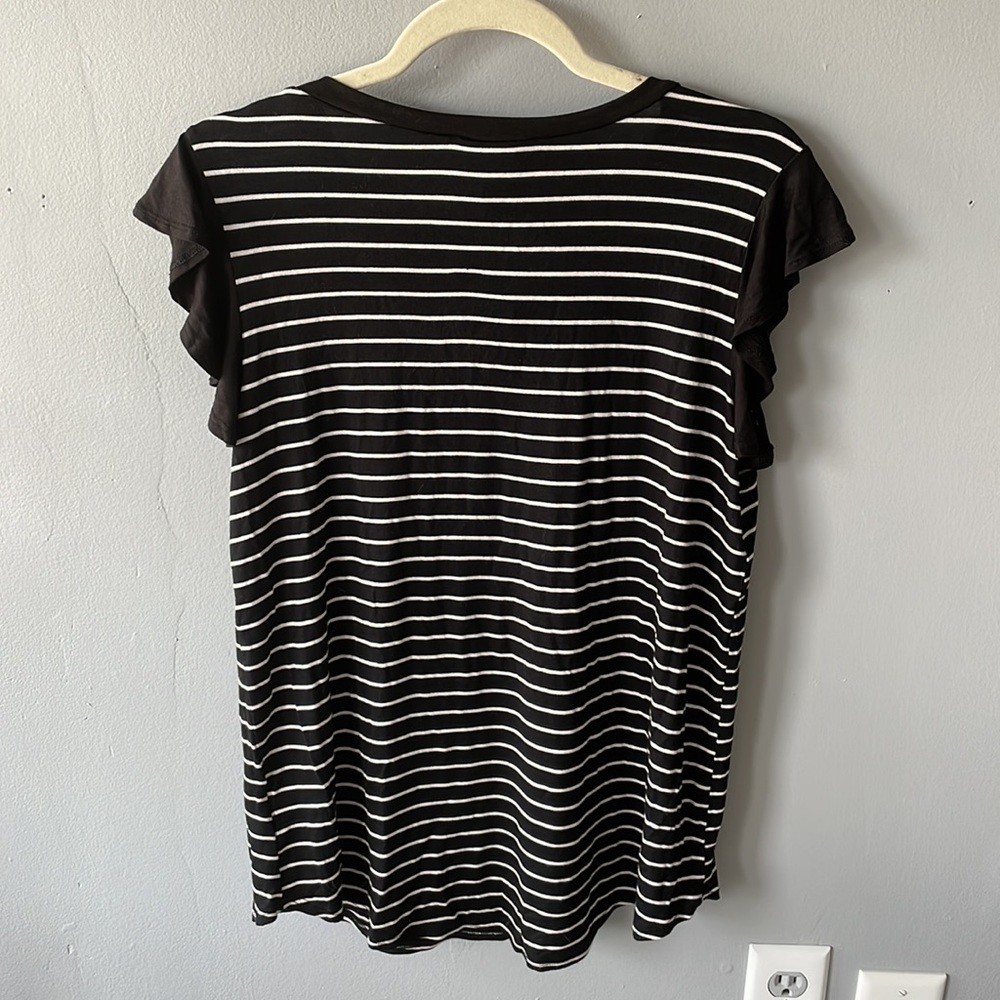 Striped Ruffle Sleeve Top - Picture 3 of 3